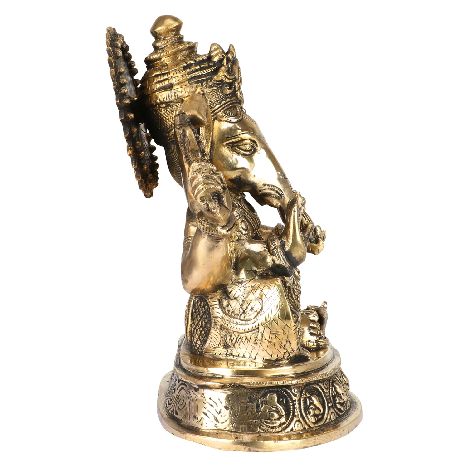 Kartique Brass Lord Ganesha Ganesh Bhagwan Idol Ganpati Murti Metal Statue For Home Office Entrance Decor Diwali Pooja Good Luck